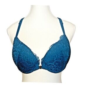 Auden Green Lace Push Up Demi Coverage Racerback Bra Front Closure 36C